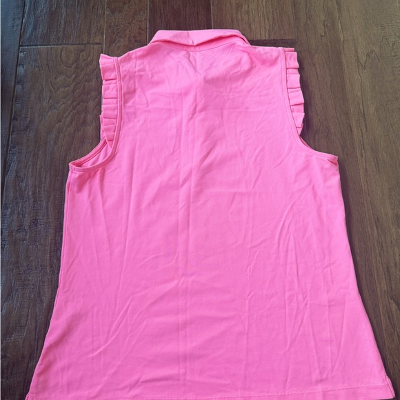 Lilly Pulitzer UPF 50+ Luxletic Frida Sleeveless Ruffle Polo Top Size Large - Picture 3 of 4